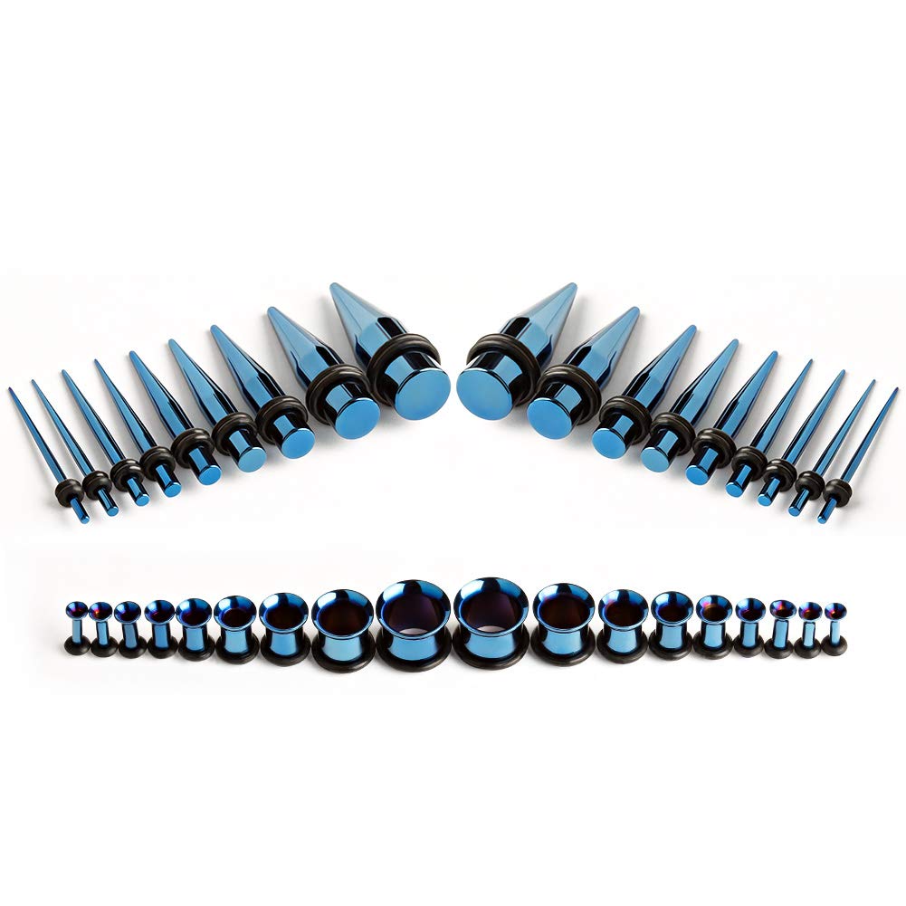 TBOSEN 36 STK Ear Tapers Stretching Kit Edelstahl Gauges Ohr Plugs Tools Set Eyelet 14g-10mm