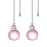 LONGSHENG - SINCE 2001 - Pink 2pcs Crystal Ceiling Fan Pull Chain Crystal Prism Ball 30mm Dazzling Pull Chain Extension with Connector for Ceiling Light Fan