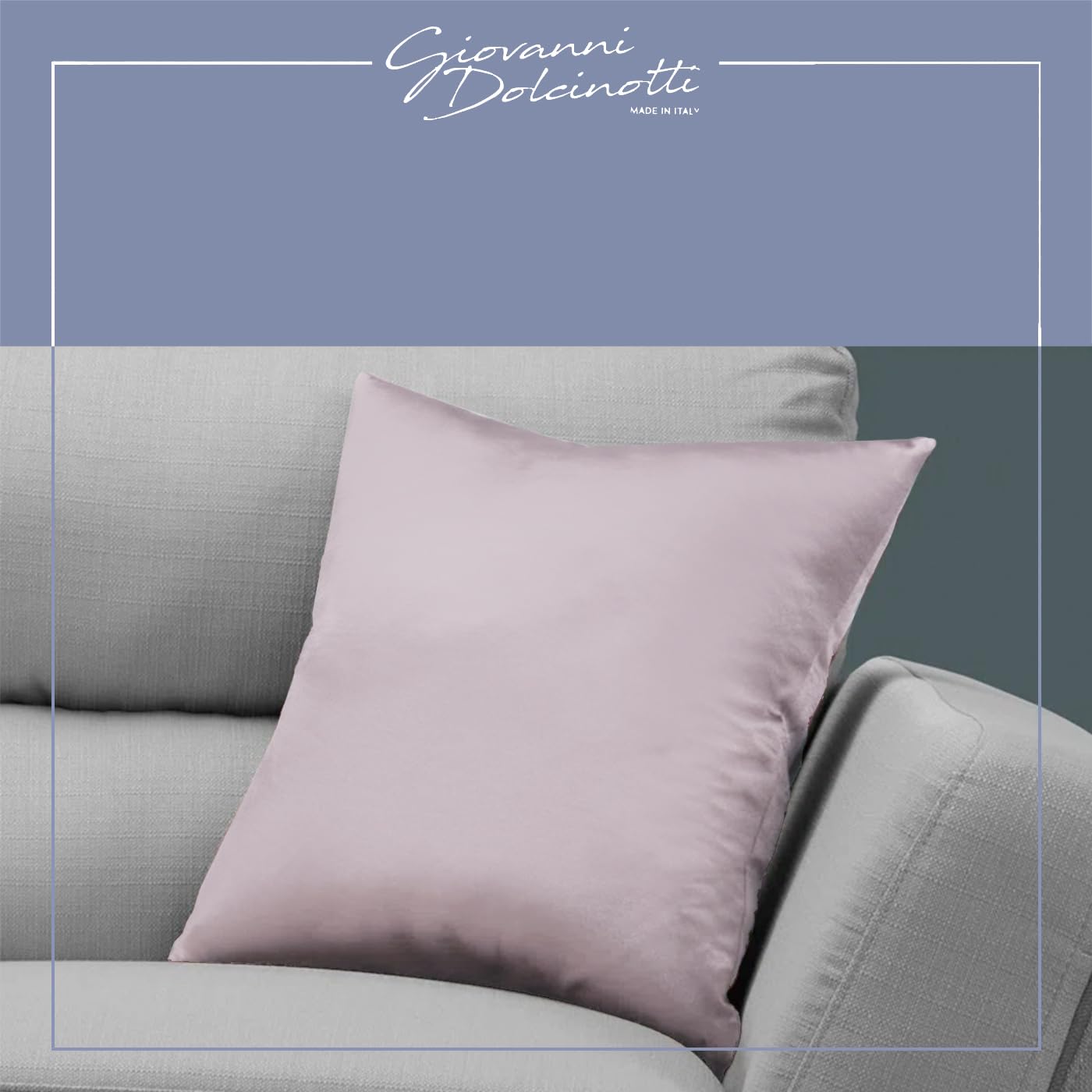 Giovanni Dolcinotti | Set 2 Federe Cuscini Divano 50x50 - Copricuscini Decorativi - 100% Cotone - Fodere con Cerniera - Grigio Perla - Modello Atlanta