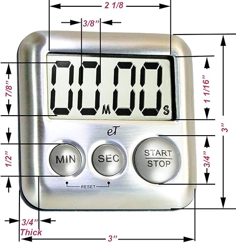Miniatura 3 de eTradewinds Elegantes temporizadores digitales de cocina, paquete de 2 unidades, con modelos de acero inoxidable eT-78 y modelo eT-26, memoria