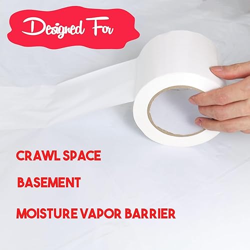 Miniatura 4 de Cinta de barrera de vapor, cinta de polietileno de 4 pulgadas x 200 pies para sellar la barrera de humedad, cinta de sellado para espacio de