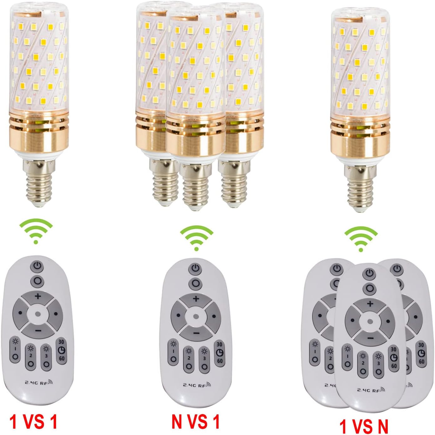 Smart Led Corn Light-Bulb with Remote-Control E14 9W Light Bulbs Adjustable Color Temperature (Warm/Cool) and Brightness, 2 Pack (2 Bulbs + 1 Remote) image 5