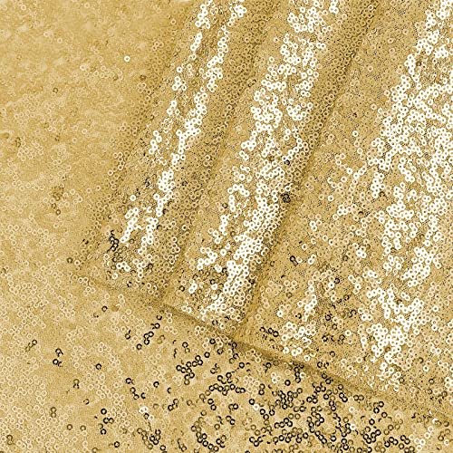 Oqsq Gold Sequin Tablecloth 50X80 Inch, Glitter Drape Table Cloth, Sparkle Sequence Table Overlays For Thanksgiving Day Wedding Birthday Party Baby Bridal Shower #TOP4