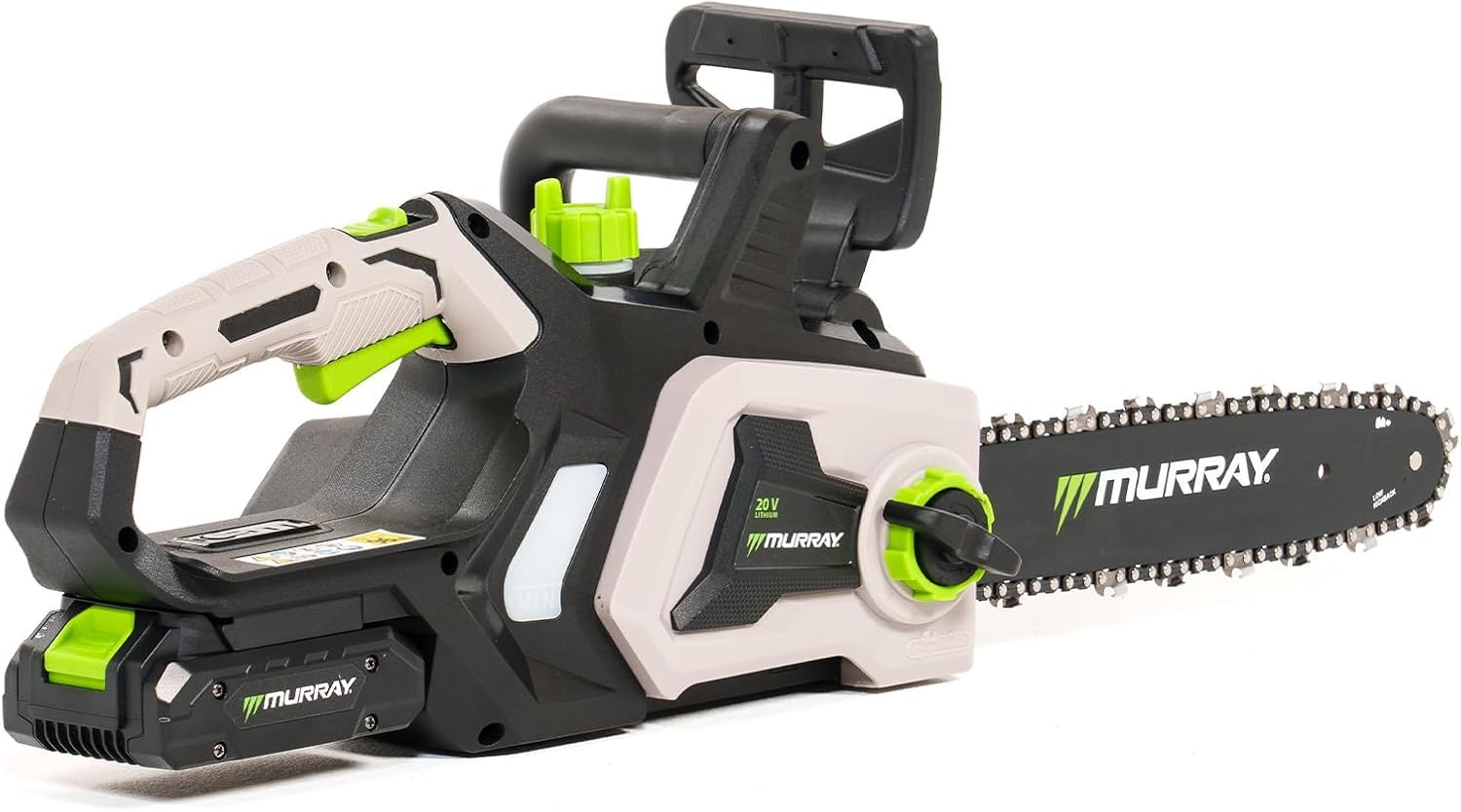 Murray Motosierra Inalámbrica 20V MU-BAT-CS30-KIT – Espada & Cadena 12", Función SDS, Freno de Seguridad Doble – Empuñadura Redonda, Gran Ventana de Aceite – Incluye Batería 4Ah & Cargador