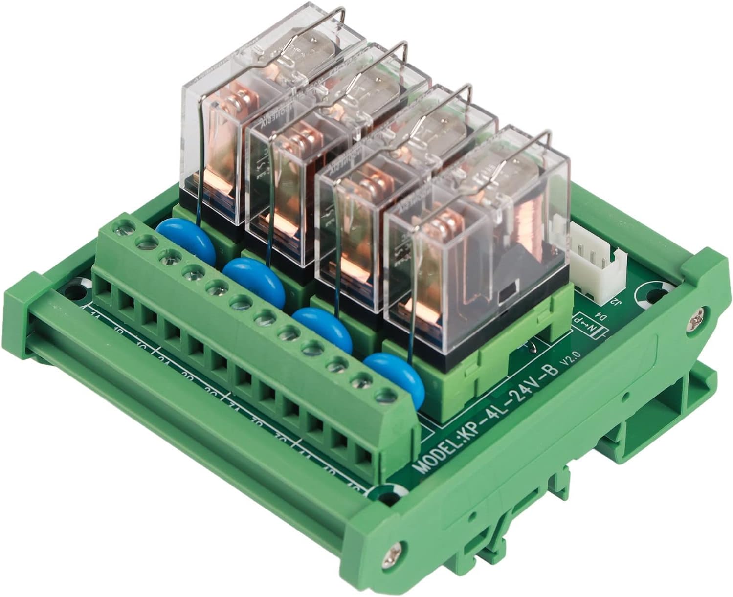DC 12V Relay DIN Rail Mount 4‑channel 16A Power Relay Interface Module Fiber Glass Copper P Relay4-channel RelayRelay Module12V ModuleRelay Board