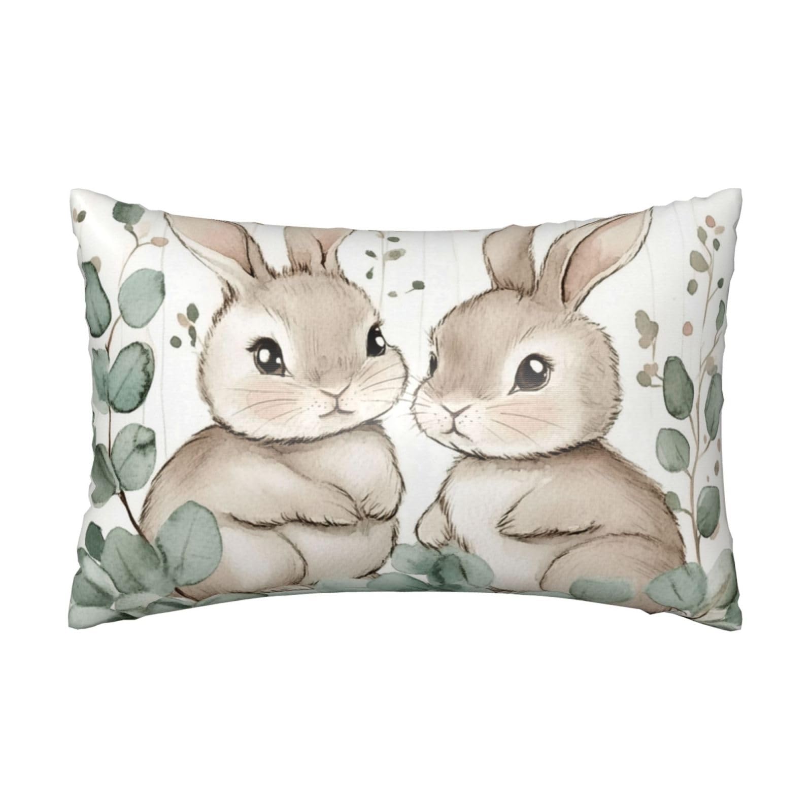 Easter Bunny Rabbits Cute Satin Pillowcase Silk Pillow Cases for Hair and Skin Slipping Body Pillow Cover with Zipper Queen Size 20x30 Pillowcase Decorative for Kids Bedroom