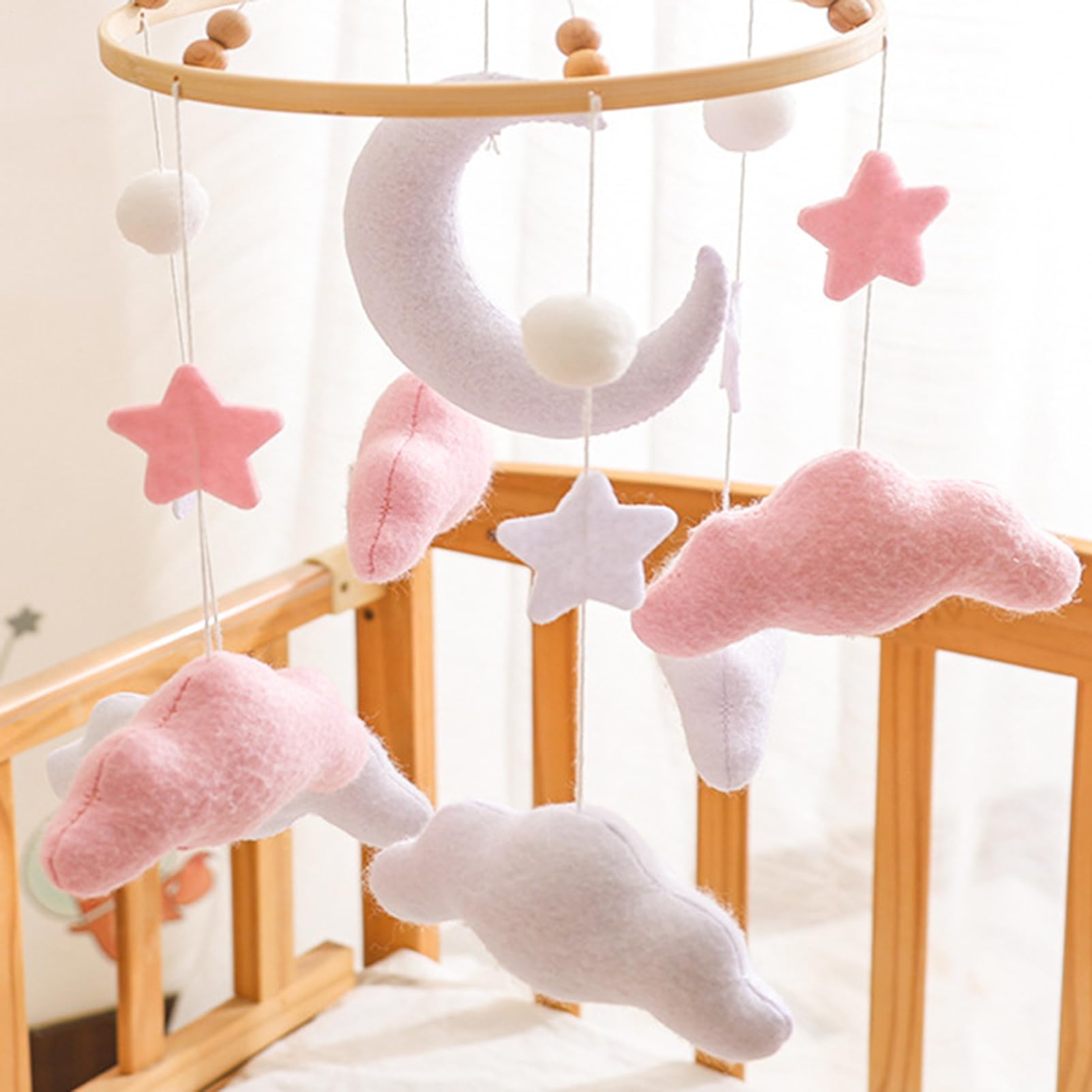 Jouet Mobile pour Lit Bébé,Mobile Nuage Jouet de Lit Bébé | Décorations Apaisantes en Felt pour Chambre Fille Garçon