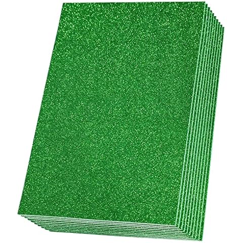 SALEMAR Green Glitter EVA Foam Sheets, Self-Adhesive Sparkle Craft Foam Sheet for DIY Projects, Decorations, St. Patrick's Day Crafts, 10 Packs (Green) Cover