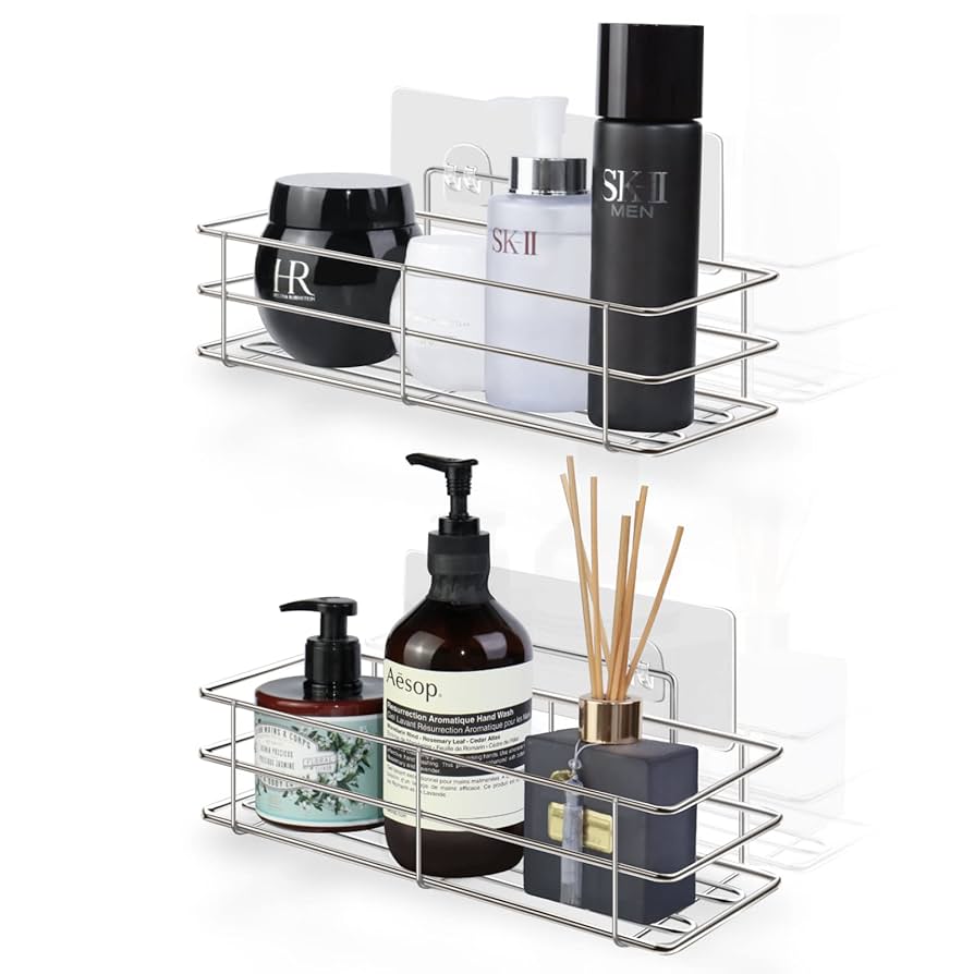 浴室用ラック お風呂ラック 壁掛け 強力粘着固定 穴あけ不要 取り付け簡単 Amazon｜浴室用ラックシャワーラック強力粘着固定お風呂の壁に