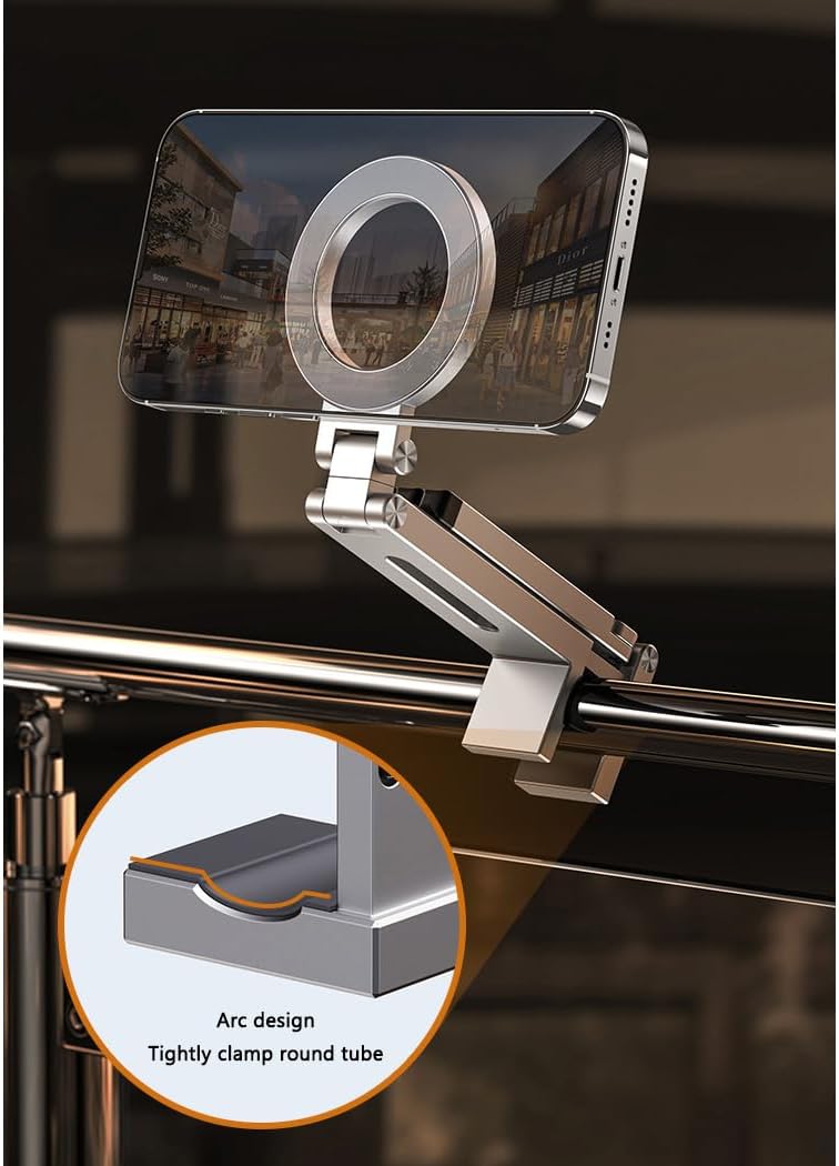 Magnetic Tripod for iPhone 16/15/14/13/12 Plus Pro Max Series,Aluminium Mini Magnetic Phone Tripod for iPhone & MagSafes,360° Adjustable Magic Clip Folding Magnetic Phone Stand,1/4" Screw