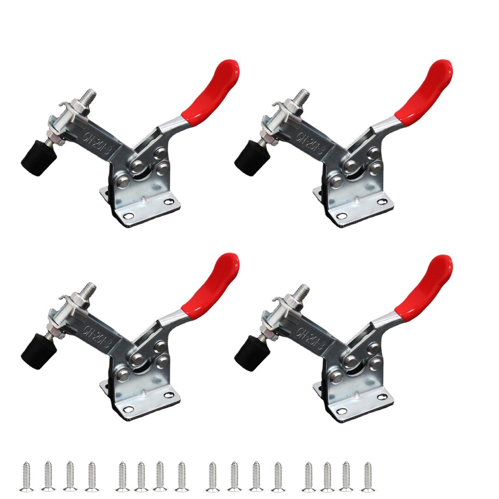 4 Piezas Abrazadera de Palanca Horizontal GH-201-B, Juego de Liberación Rápida 90 KG/ 201 lb Toggle Clamp de Metal Sargentos Carpintero Herramientas Manuales para Funcionamiento de Máquina