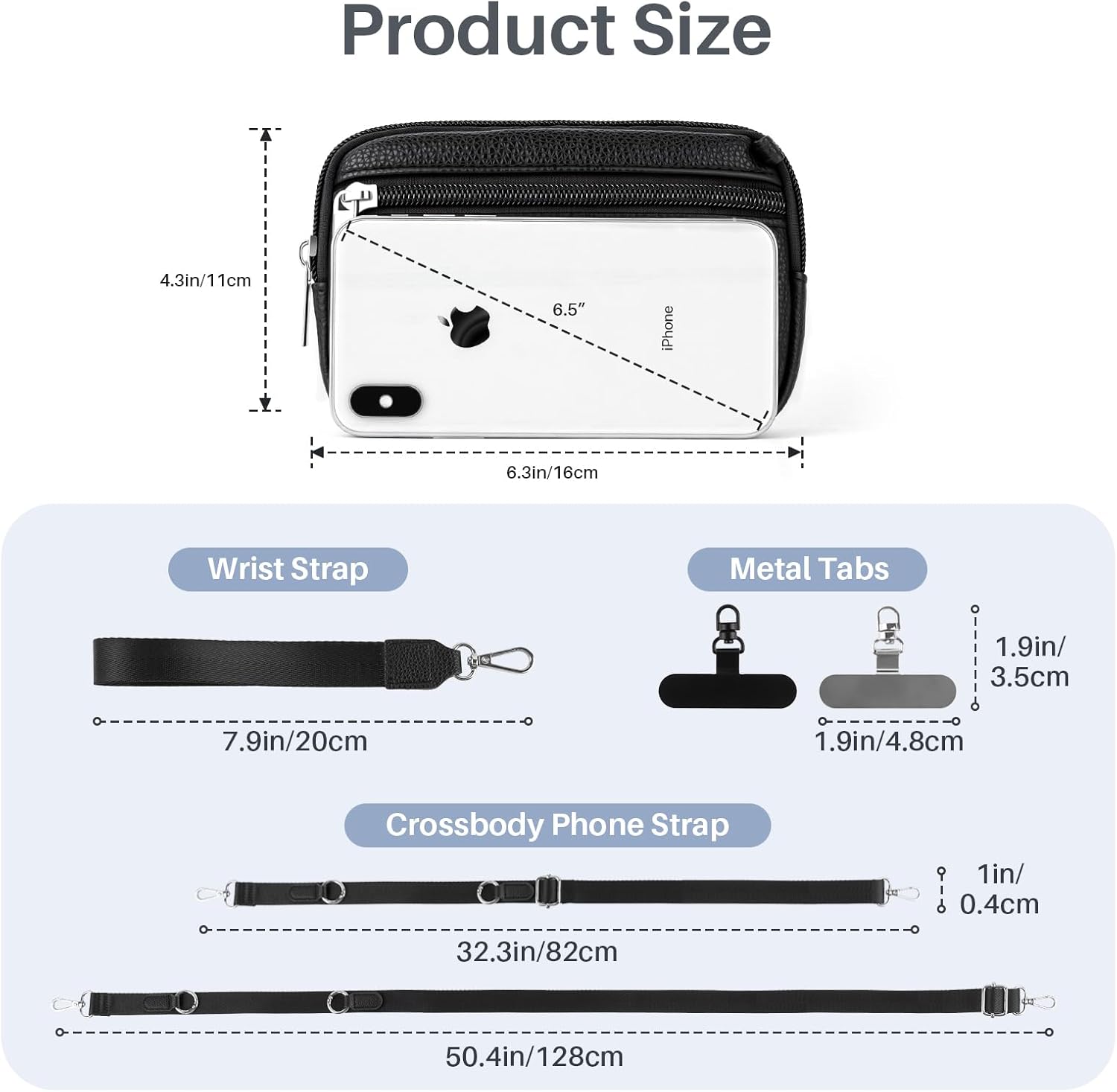Clip and Go Strap for Phone with Wallet Crossbody, Detachable Zippered RFID Wristlet Wallet, Adjustable Phone Lanyard & Ultra-Thin 360° Rotatable Metal Tabs for All Smartphones - Image 2