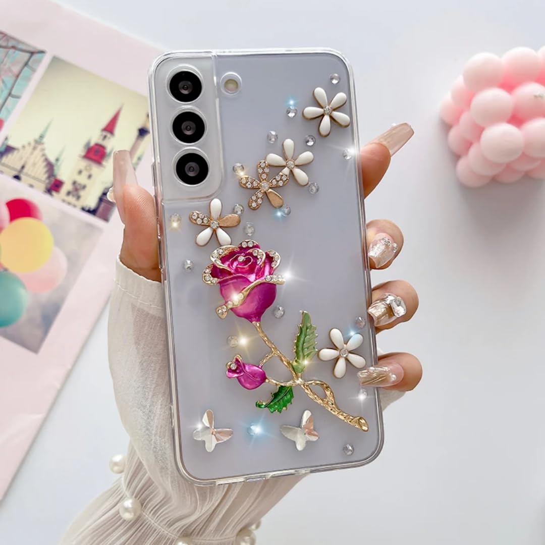 Étui de Luxe Scintillant et Lumineux pour Galaxy A06 (Rose)