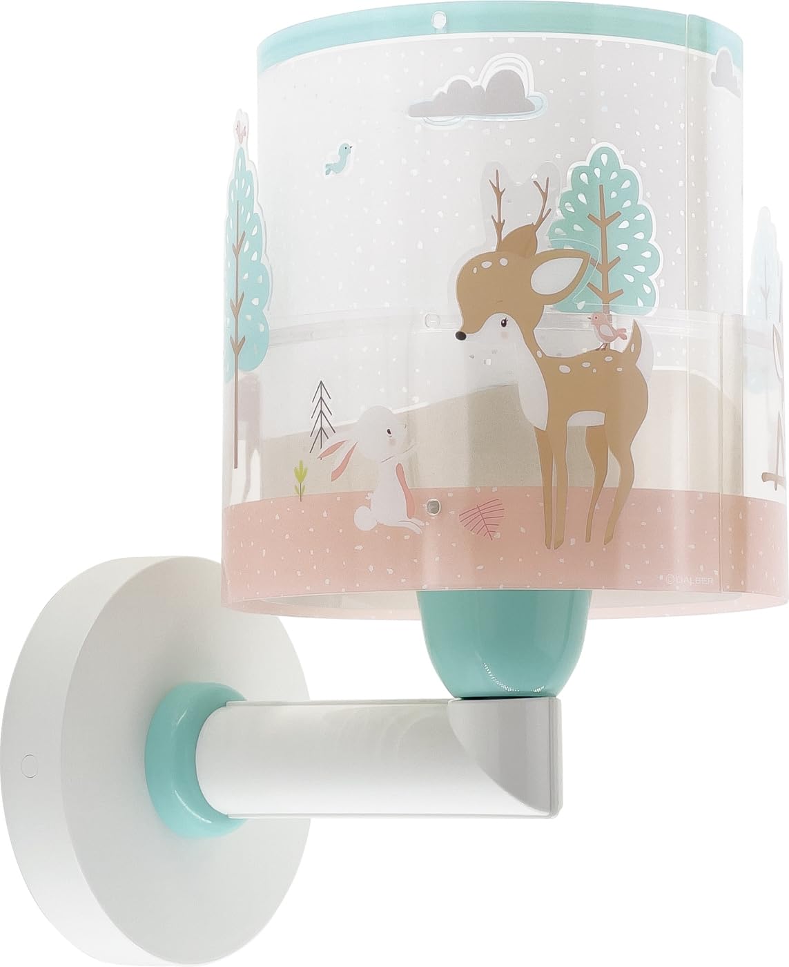 Dalber Lámpara Aplique Pared Infantil Ciervo Rosa 61279 | Lámpara aplique de pared con instalación directa a la corriente o mediante cable con interruptor incluido. Loving Deer