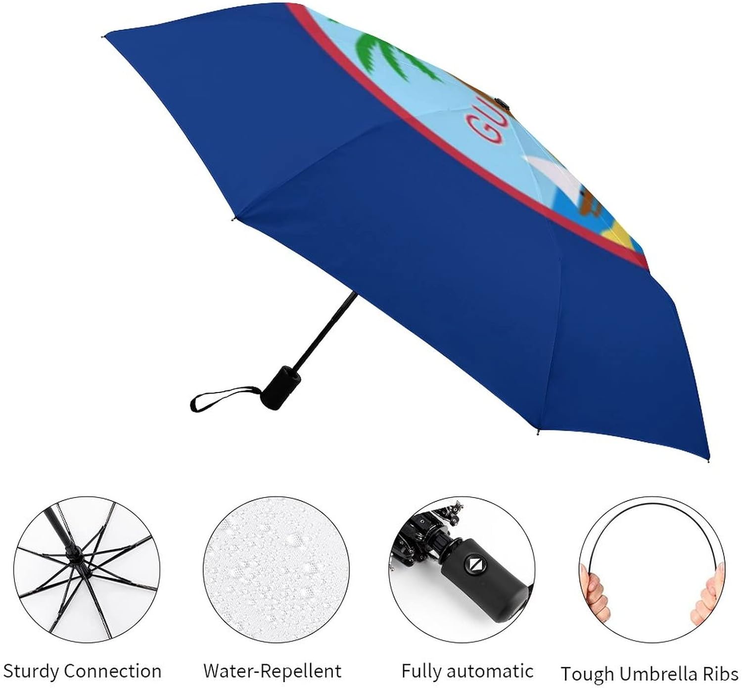 FunnyStar Guam Flag Folding Umbrella Fashion 3 Folds Umbrellas Folds Parasol for Outdoor Travel Beach