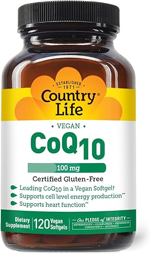 Country Life Vegan CoQ10 100 mg - 120 cápsulas blandas veganas - Apoya la producción de energía a nivel celular - Apoya la función cardíaca