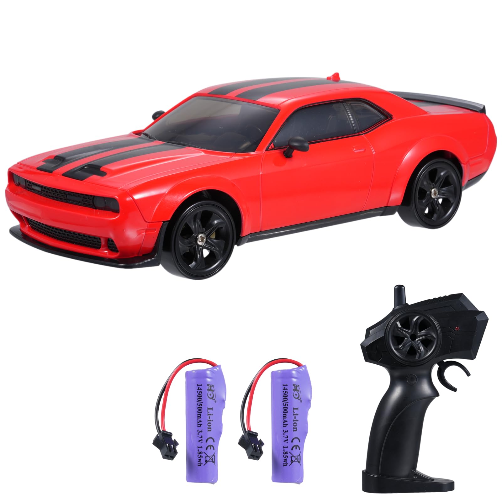 Dodoore Remote Control Cars, 2.4G 4WD 1/24 RC Drift Car with LED Lights Interchangeable Wheels, Electric Racing Vehicle Gift for Adult Teen