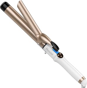 Hoson 1 1/4 Inch Curling Iron Professional Ceramic Tourmaline Coating Barrel Hair Curler, LCD Display with 9 Heat Setting(225°F to 450°F for All Hair Types, Glove Include) | Hair Curling Iron for Long Hair LCD Display with 9 Heat Setting for All Hair