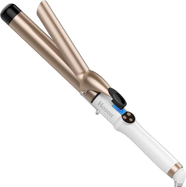 Hoson 1 1/4 Inch Curling Iron Professional Ceramic Tourmaline Coating Barrel Hair Curler, LCD Display with 9 Heat Setting(225°F to 450°F for All Hair Types, Glove Include) | Hair Curling Iron for Long Hair LCD Display with 9 Heat Setting for All Hair