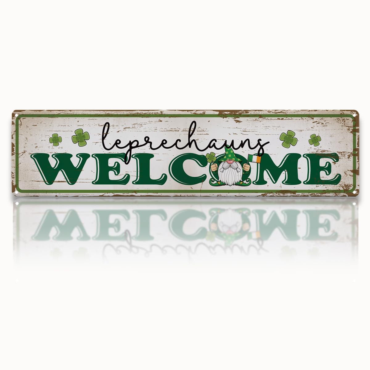 peiyeety Vintage Metal Tin Sign Leprechauns Welcome Retro Street Sign, Rustic Wall Decor for Home, St. Patrick's Day, Man Cave, Garage, Kitchen, Office, Farmhouse, Patio, Garden, Porch, 4 * 16 inch