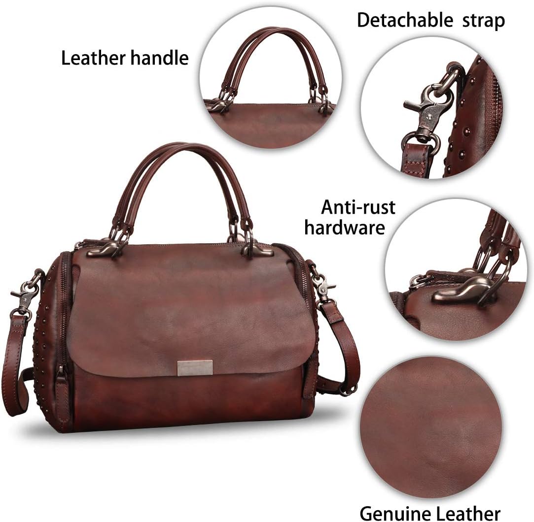 Genuine Leather Satchel Purses for Women Vintage Handmade Handbag Crossbody Shoulder Bag - Image 6