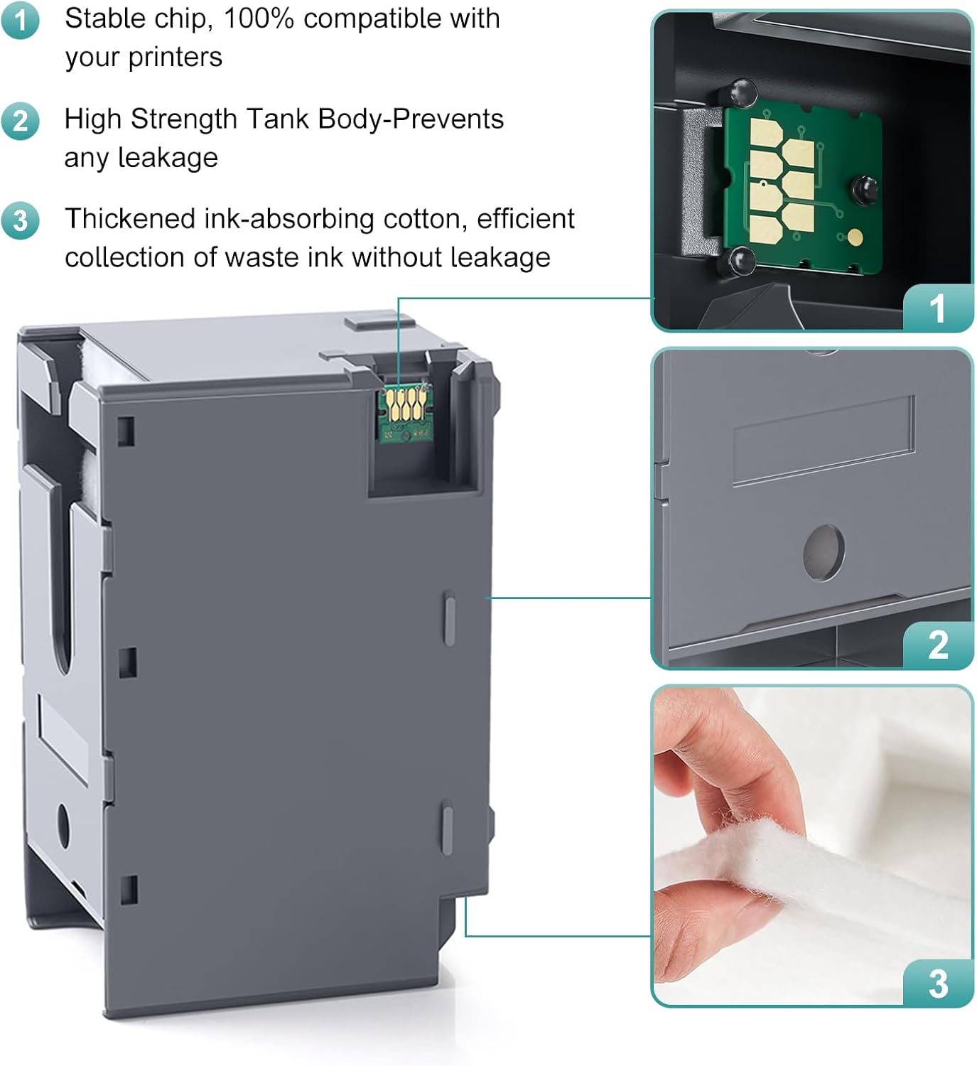 T6715 T6716 Ink Maintenance Box for Workforce Pro WF-4730 WF-4740 WF-3820 WF-4734 WF-3834 WF-4720 WF-4830 ET-4040 EC-4020 EC-4030 Printers, T671500 T671600 Maintenance Box（2-Packs）