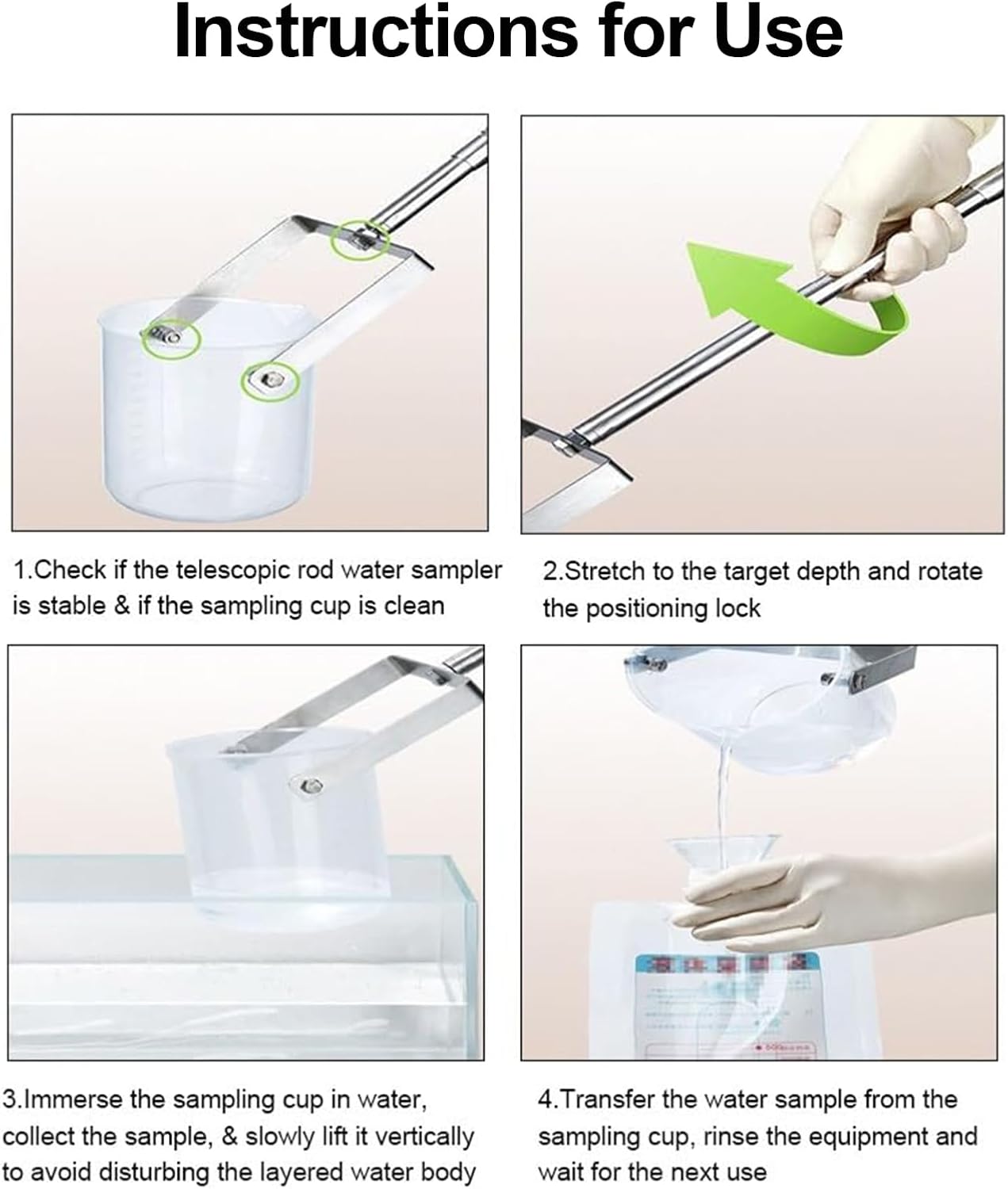 500/1000ml Stainless Steel Pendulum Beaker Sampler Ladle,Water Sampling Dipper System with Telescopic Pole Rod for Water Monitoring Laboratories Food Beverage,500ml,0.86~2m(2.8~6.6ft)