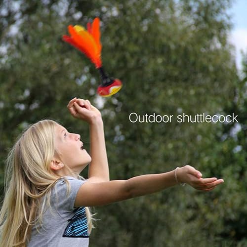 Miniatura 5 de Bonwuno Volantes de bádminton, 9.4 x 3.1 in, neopreno, volante de mano, playa, entretenimiento, Indiaca, pluma, bádminton de mano (colorido)