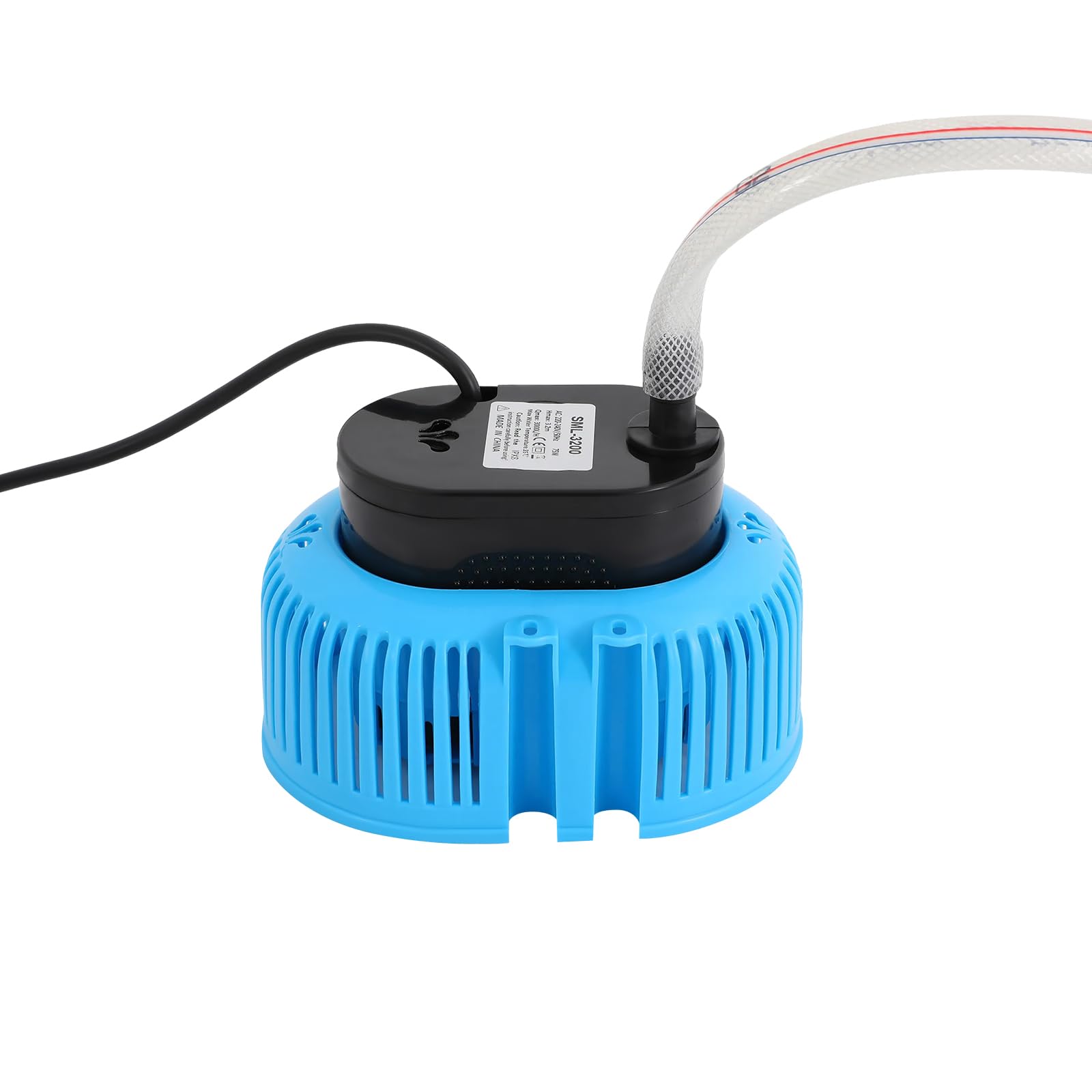 Mini bomba sumergible de 75 W para aguas residuales, bomba de cobertura para piscinas, caudal máximo de 3000 l/h, con 3 boquillas, manguera de 5 m y cable de alimentación extra largo de 7,5 m, altura