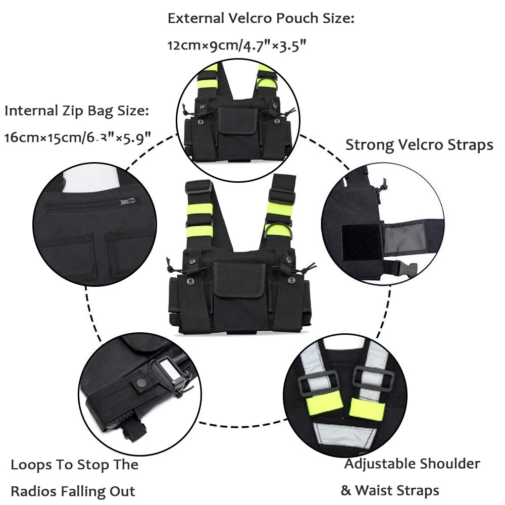 Arnés de Radio Universal, Bolsillo Inalámbrico Ajustable para Mochila con Paquete de Walkie Talkie