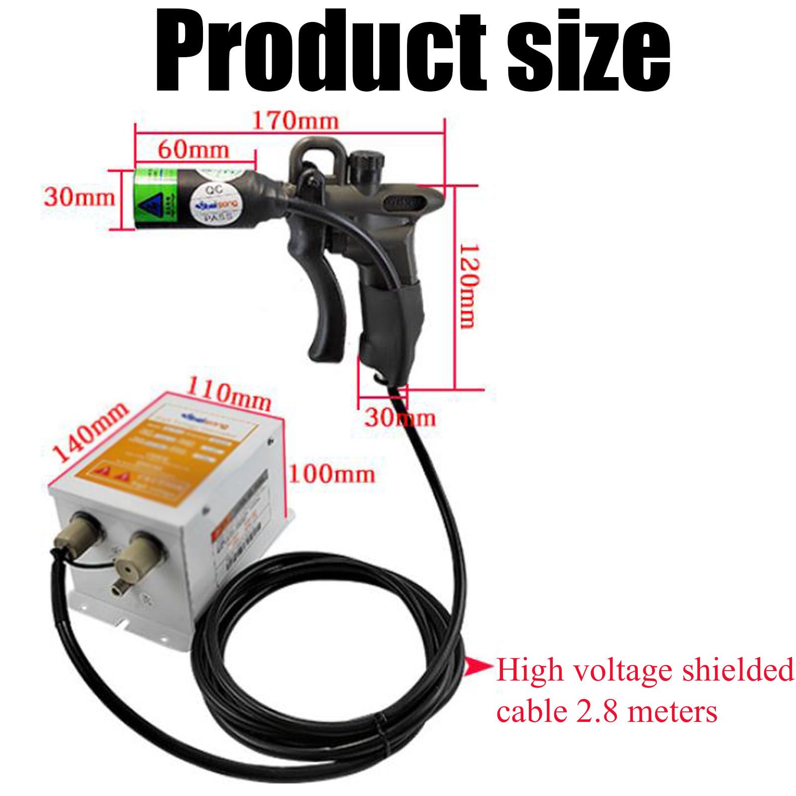Pistola de aire antiestática, eliminador electrostático ionizante, generador de alto voltaje de 4,6 KV/10 KV para polvo y limpieza industrial
