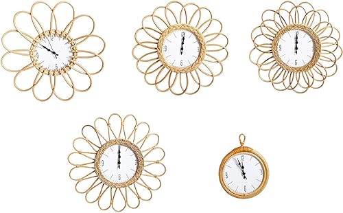 Miniatura 5 de A FEI Reloj de pared tejido a mano de ratán para colgar en la pared para el dormitorio del hogar sala de estar dormitorio