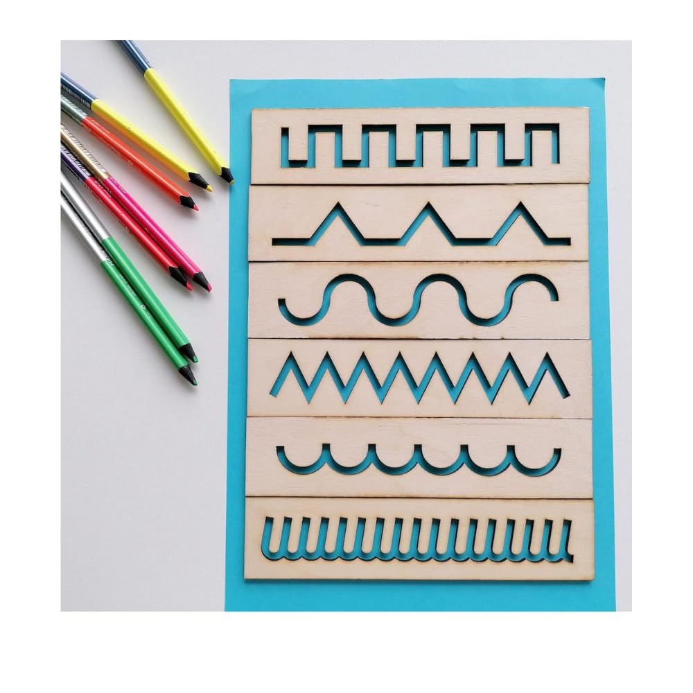EXELLO Wood Stencil Set Pre-Writing Boards for Kids, Educational Learning Tool, Wooden Pattern Tracing Boards-image-35