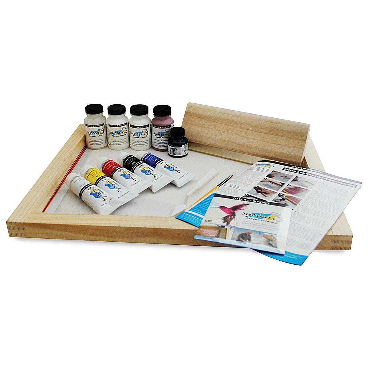 Daler-Rowney System3 Water-Based Screen Printing Introductory/Beginners Set, Transparent Screen, Box Size 54.3cm x 42.3cm
