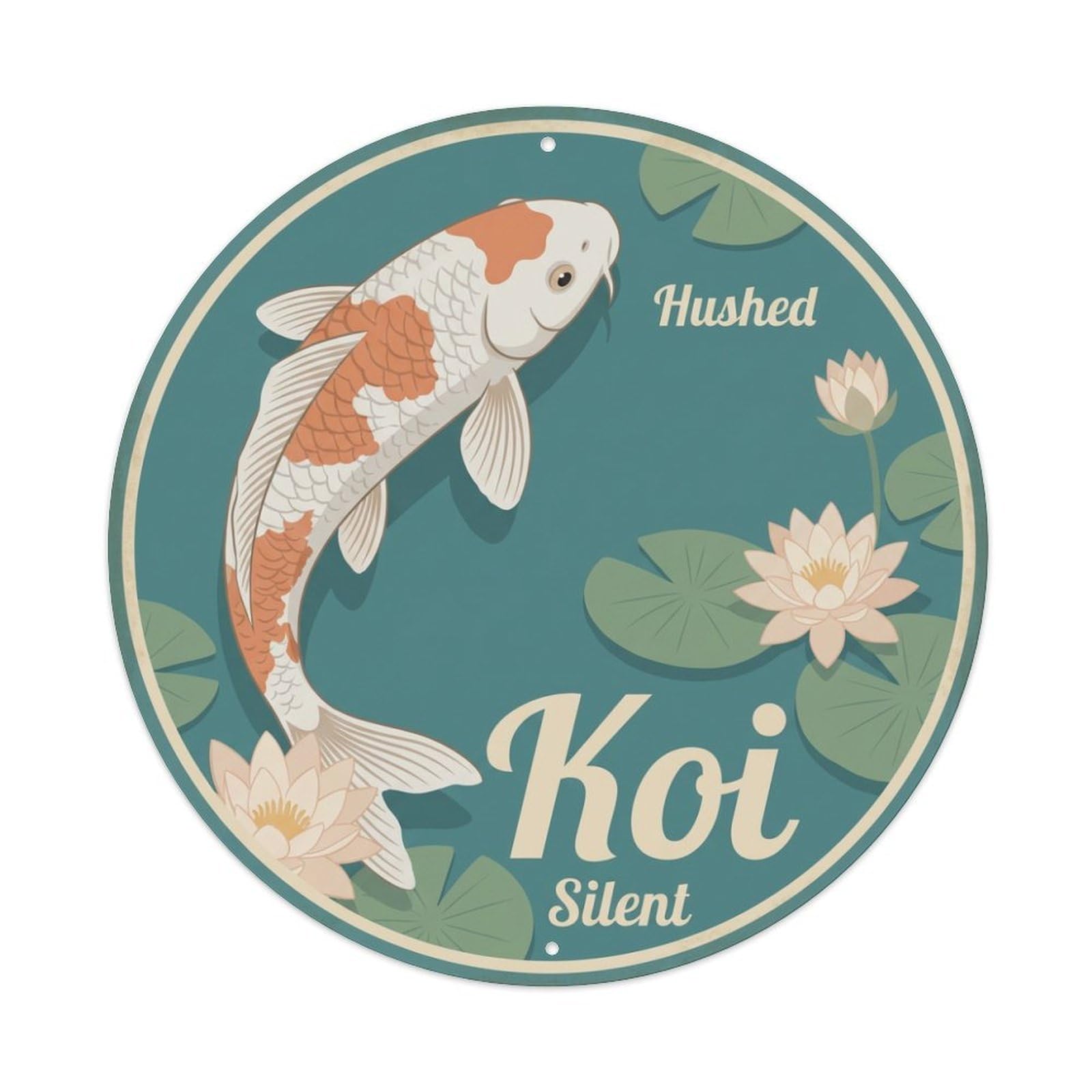 Tgrcjimh Style Metal Tin Sign Koi Fish Hushed Silent Muted Quiet Soft Gentle Waters