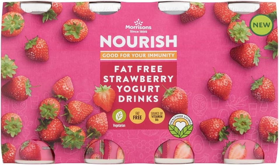 Morrisons Nourish 0 Fat Strawberry Yogurt Drink 8 x 100 g Amazon.co