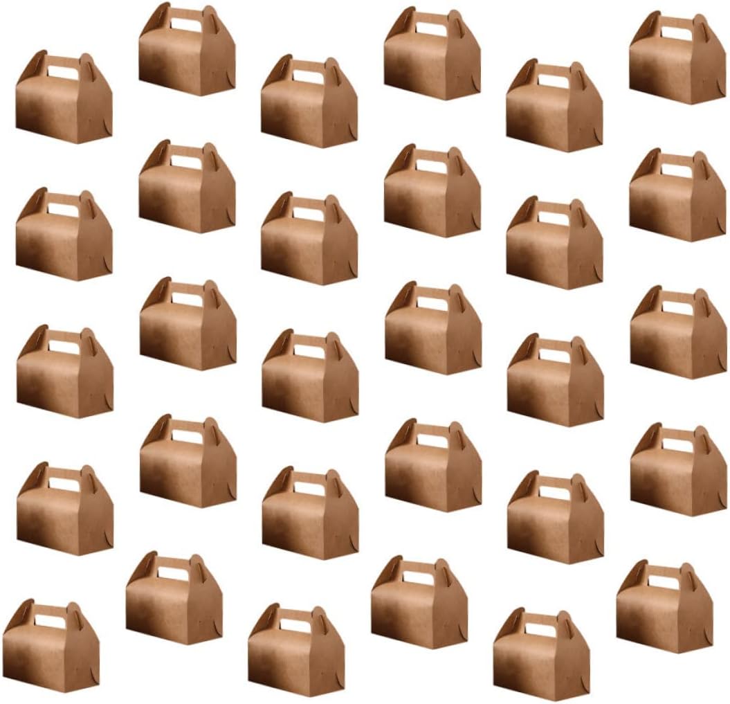 COLLBATH 30pcs Kraft Paper Candy Tote Boxes Eco-friendly Goody Bags for Party Favors Gift Packaging and Home Use Large Durable Design