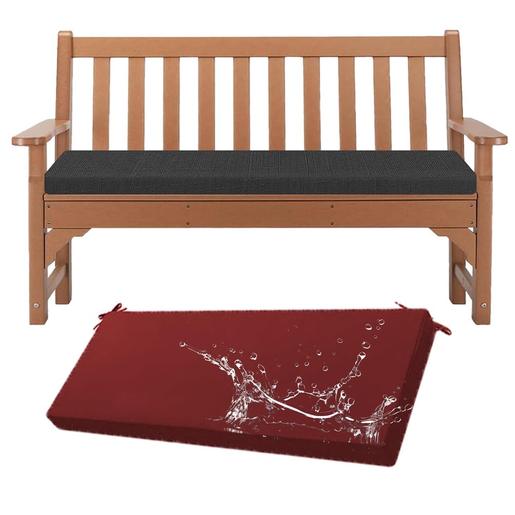 Coussin de siège en T imperméable rouge foncé 130x40x8 cm Thinch Cush pour l'extérieur