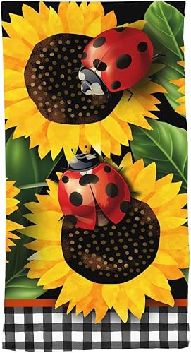 Miniatura 17 de Briarwood Lane Toalla de mano de algodón con girasoles a cuadros 26" x 18