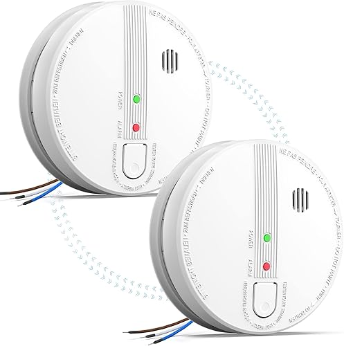 Detector de humo, detectores de humo interconectados cableados, alarma de humo con batería reemplazable de 9V, interconecta hasta 12 detectores de