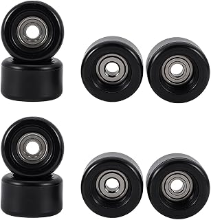 FINGERINSPIRE 8 PCS Polyurethane Fingerboard Bearing Wheels 0.29x0.18inch Black Plastic Fingerboard CNC Lathed Bearing Wheelsfor Mini Skateboard