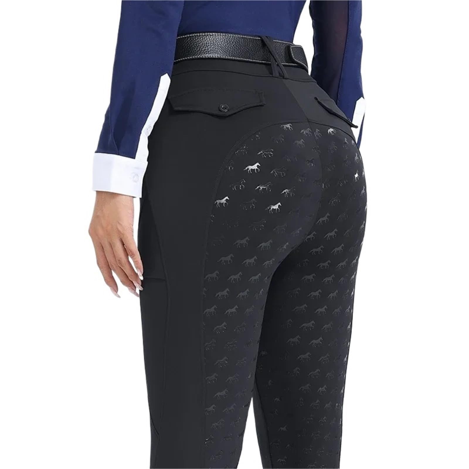 Pantalones de equitación Pantalones De Equitación De Silicona con Asiento Completo, Mallas Y Leggings For Montar A Caballo, Ropa Ecuestre For Mujer(Black,S)
