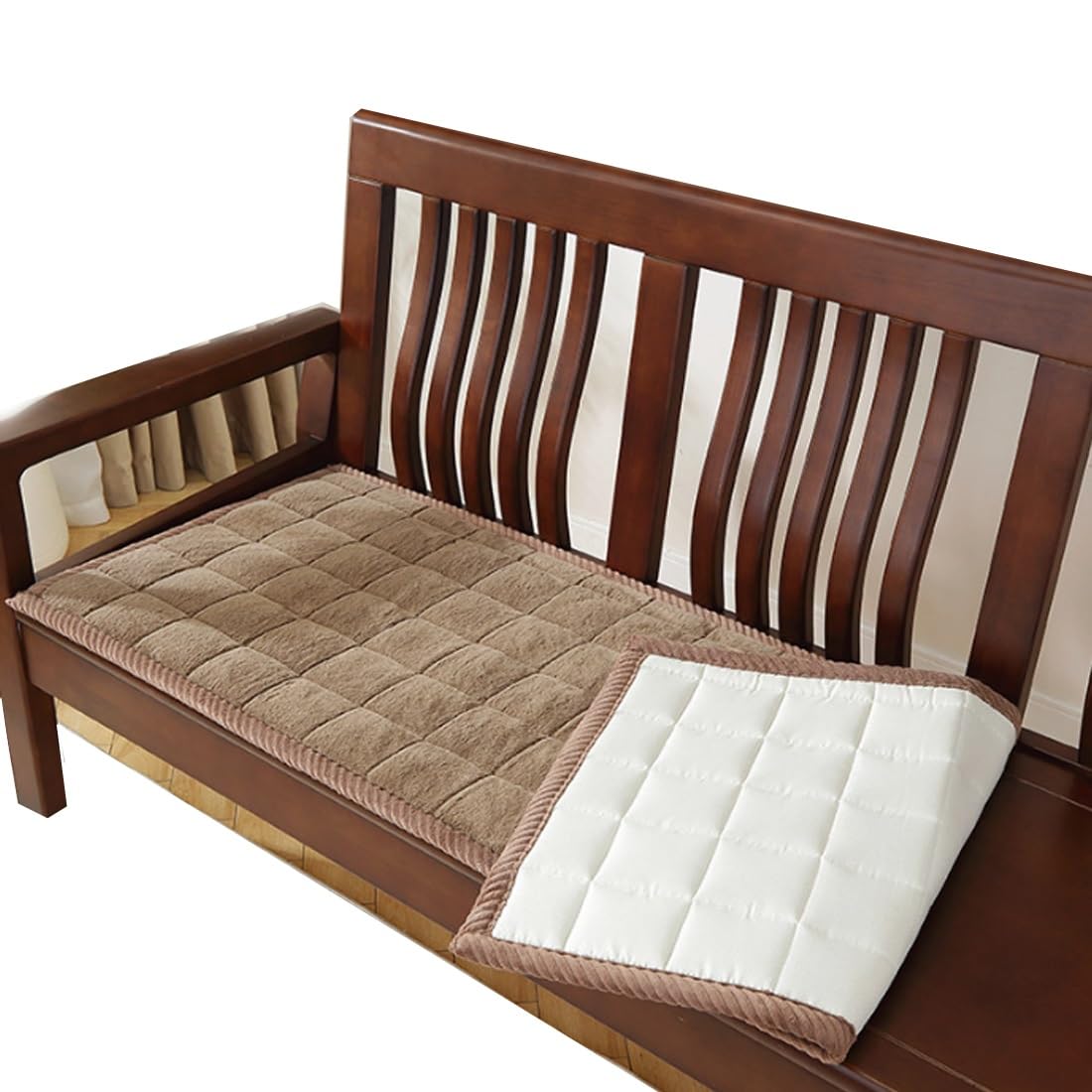 Housse de canapé marron avec tapis de sol pour animaux et banquette