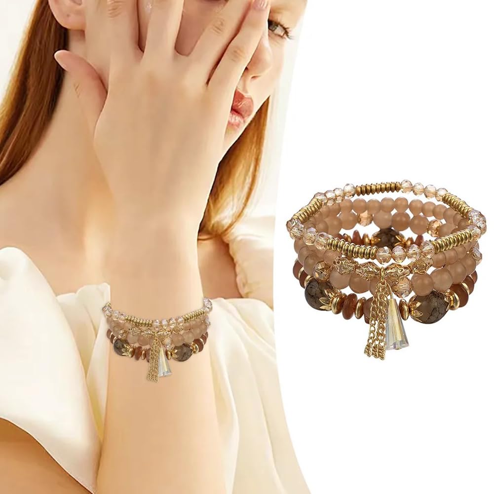 Shining Diva Fashion Latest Stylish Boho Bohemian Bangle Set Bracelet for Women and Girls (16170b)(Brown) 1