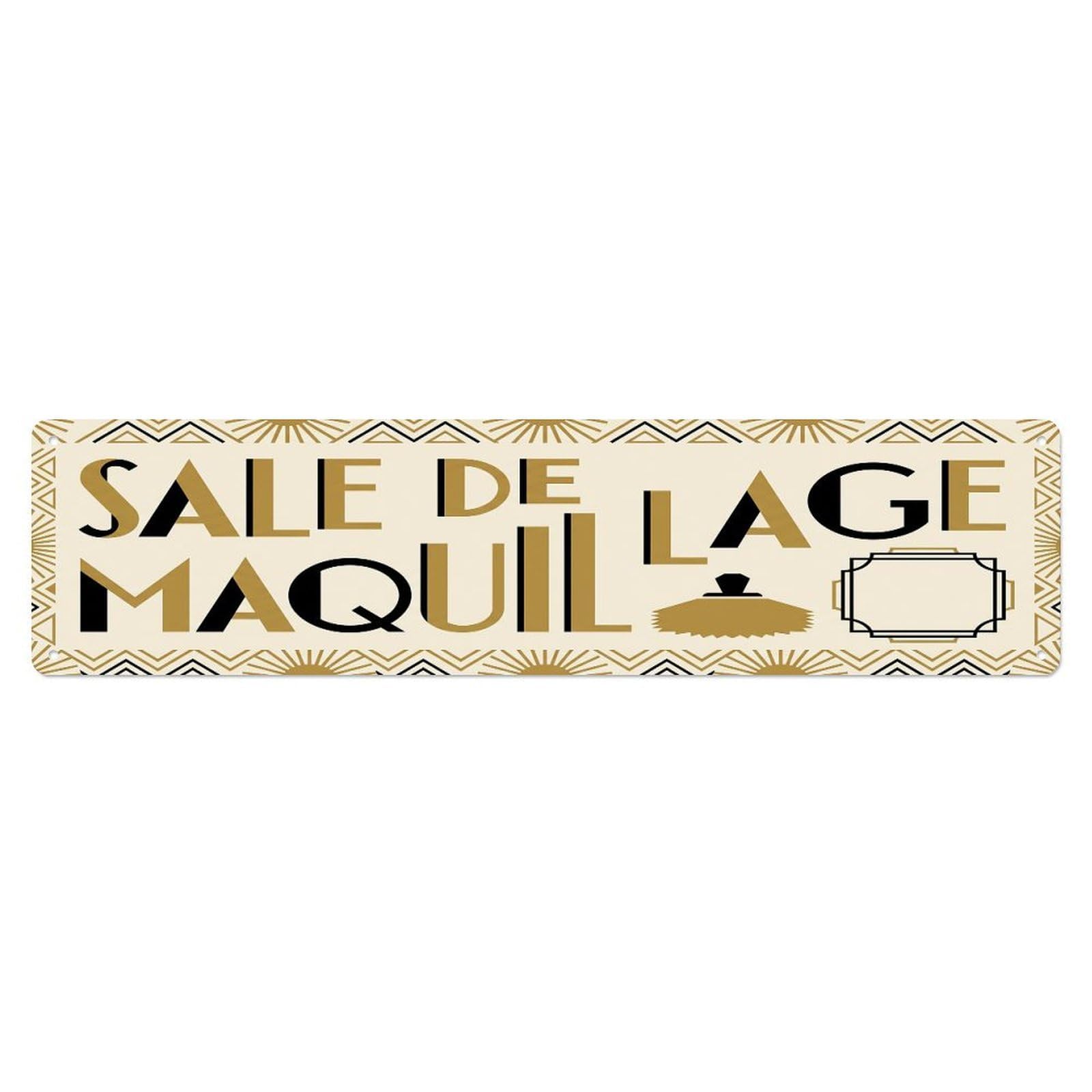 Vintage Salle De Maquillage Text Powder Metal Tin Sign