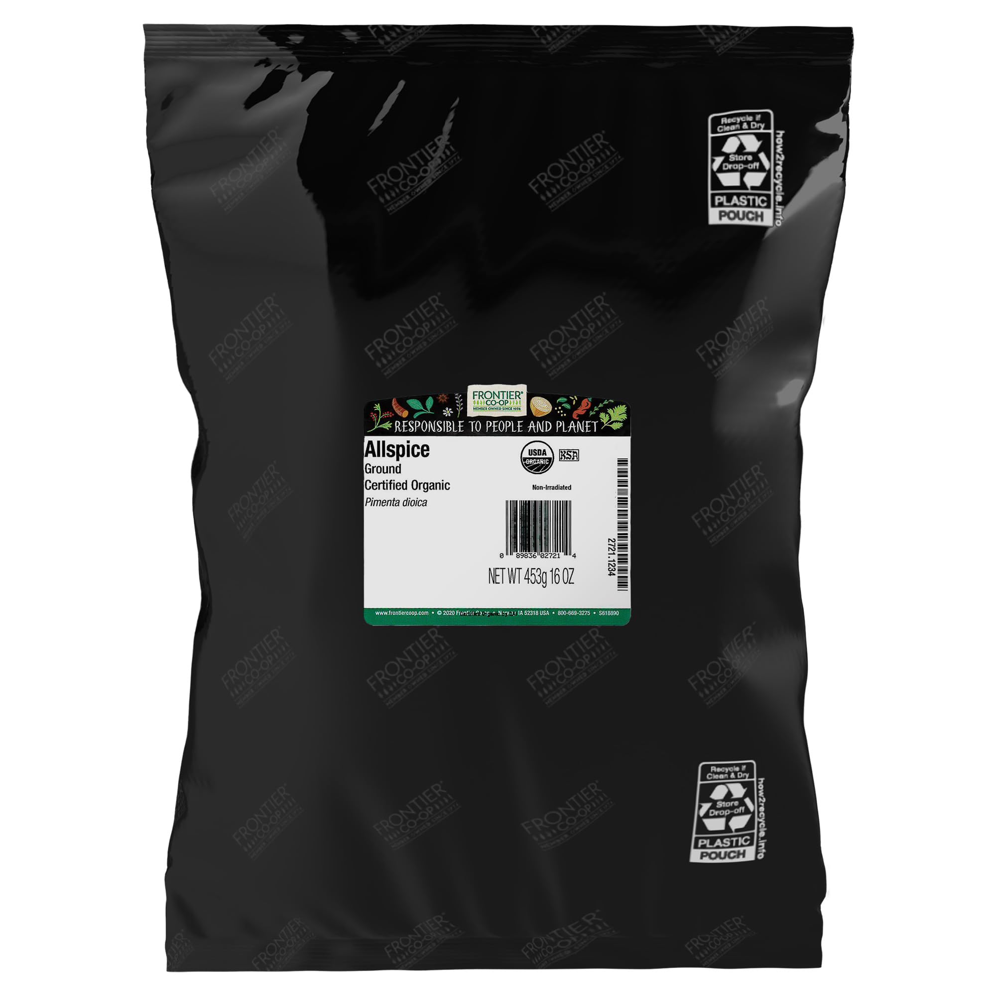 Frontier Co-op Organic Allspice Powder, 1lb Bulk Bag - Warm, Aromatic Spice with Notes of Cinnamon, Clove, and Nutmeg