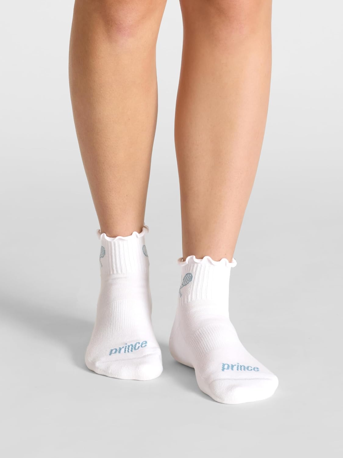 Prince Women's 3-pack Performance Tennis Ruffle Quarter Crew Socks, Moisture Wicking & Arch Support