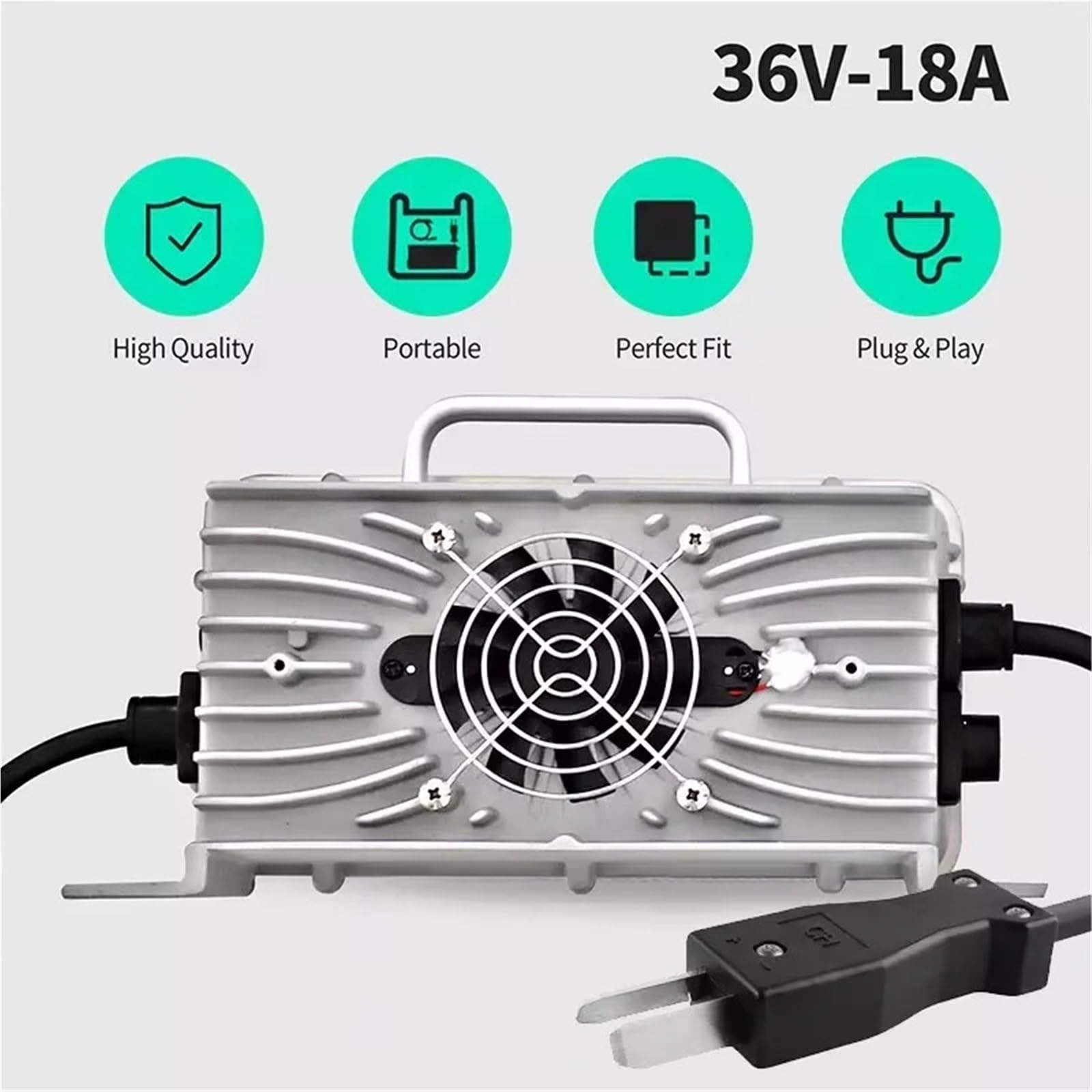 Caricabatterie for carrelli da golf 36V/18A compatibile con caricabatterie impermeabile IP 67 for batterie al litio(O Ring Terminal,AU)