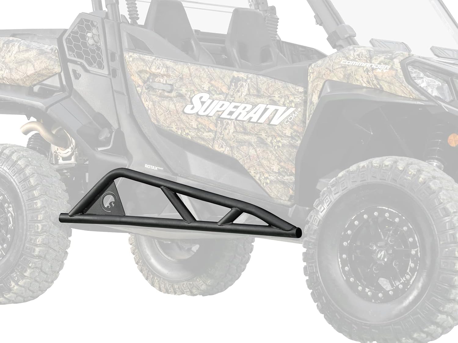 SuperATV Nerf Bars/Tree Kickers for 2021+ Can-Am Commander 700/1000 | UV-Resistant Black Powder Coat Finish | Bolt-On Easy Installation | 1.75” Steel Tubing