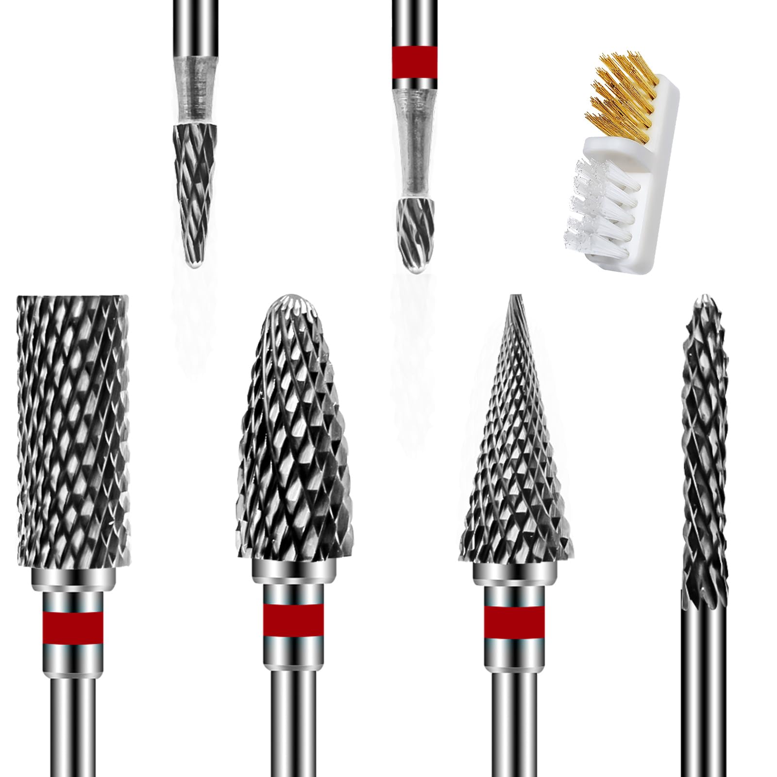 ANRUI 6 Piezas Brocas para Uñas, 3/32 Pulgadas Fresas Torno para Uñas de Carburo de Tungsteno, Uñas Arte Herramientas para Eliminación de Gel Acrílico Cutícula